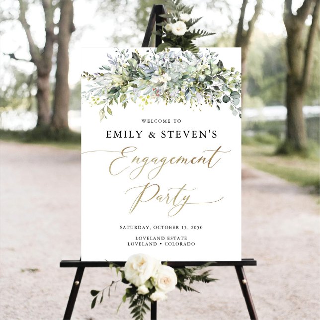 Eucalyptus Floral Engagement Party Foam Boards (Creator Uploaded)