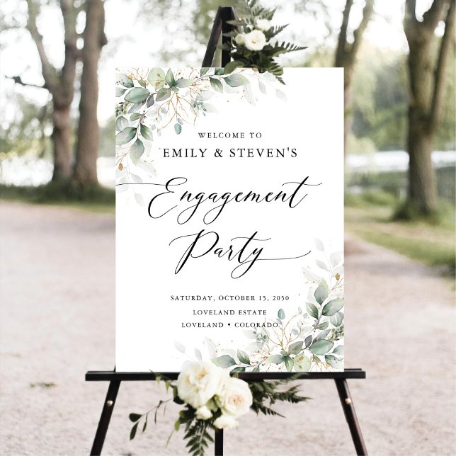Eucalyptus Floral Engagement Party Foam Boards (Creator Uploaded)