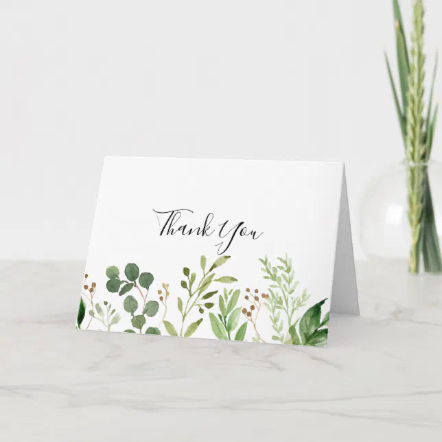 Eucalyptus Floral Folded Wedding Thank You Card Zazzle