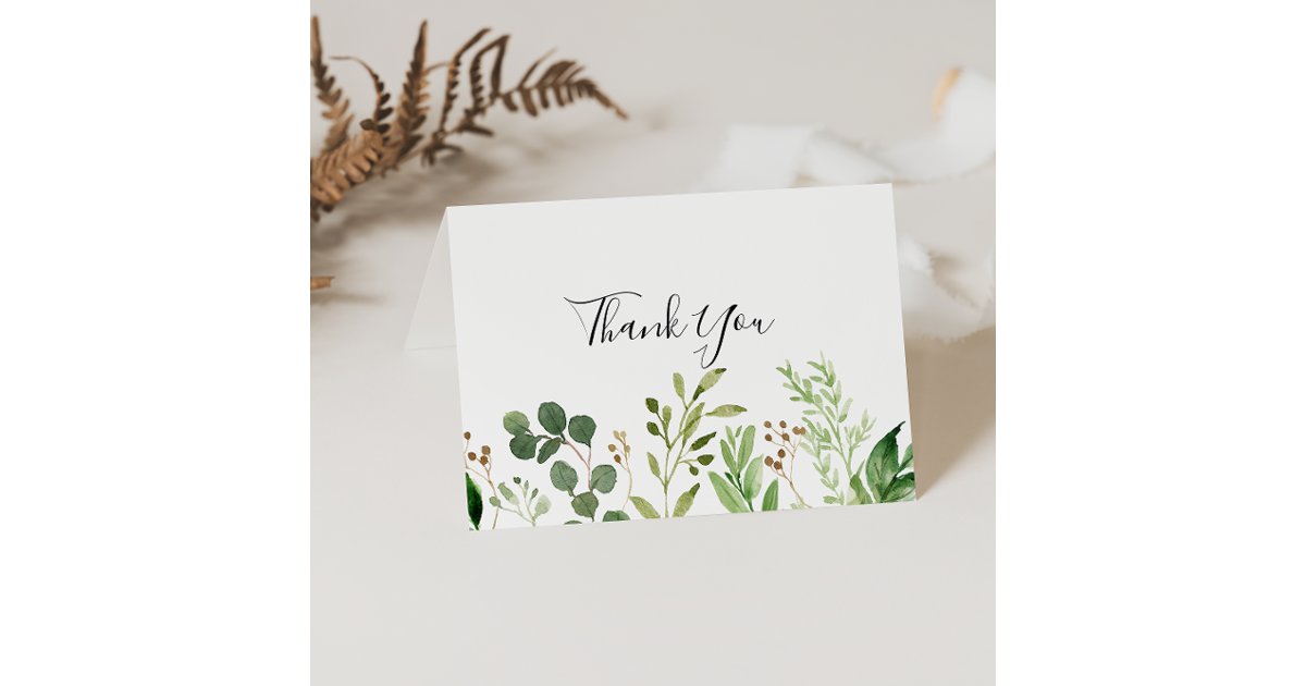 Eucalyptus Floral Folded Wedding Thank You Card | Zazzle