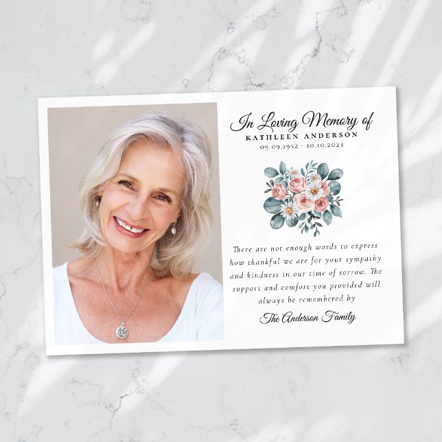 Eucalyptus Floral Funeral Memorial Thank You Card (Creator Uploaded)