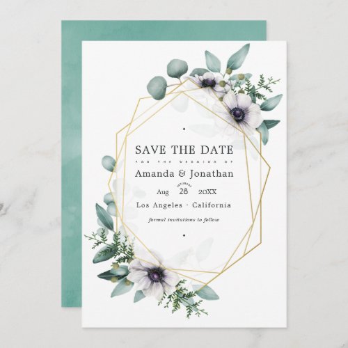 Eucalyptus Floral Geometric Wedding Photo Save The Date