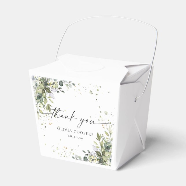 Eucalyptus Floral Greenery Baby Shower Favor Box (Front Side)