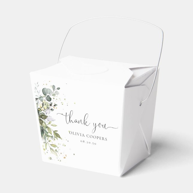 Eucalyptus Floral Greenery Baby Shower Favor Box (Front Side)