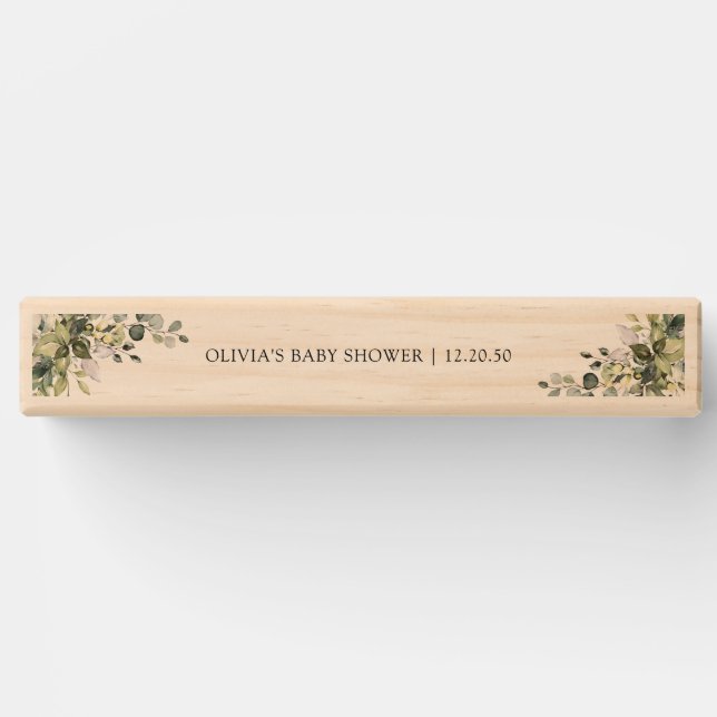 Eucalyptus Floral Greenery Baby Shower Topple Tower (Front)