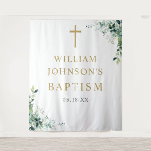 Eucalyptus Floral Greenery Baptism Photo Backdrop