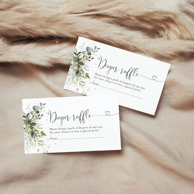 Eucalyptus Floral Greenery Diaper Raffle  Enclosure Card (Creator Uploaded)