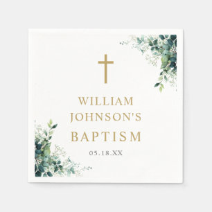 Eucalyptus Floral Greenery Elegant Baptism Napkins