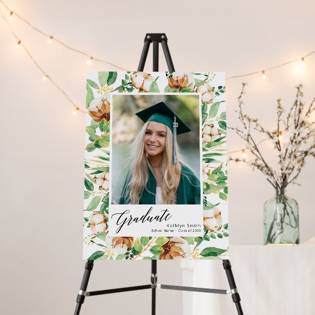 Eucalyptus Floral Greenery Script Photo Graduation Foam Board (In Situ (Stand))