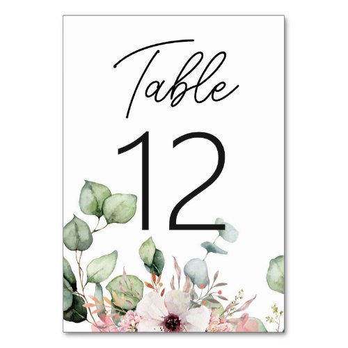 Eucalyptus Floral Greenery Wedding  Table Number