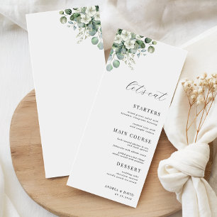 Eucalyptus Floral Leaves Let's Eat Script Wedding Menu