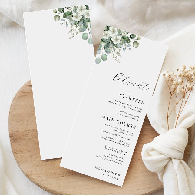 Eucalyptus Floral Leaves Let's Eat Script Wedding Menu (Creator Uploaded)