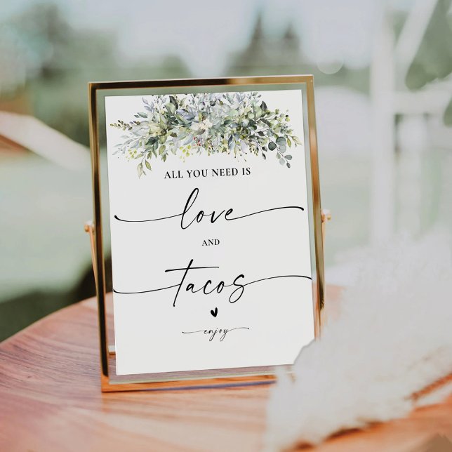 Eucalyptus Floral Love and Tacos Sign (Creator Uploaded)