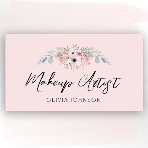 Eucalyptus Floral Makeup Artist Business Cards 