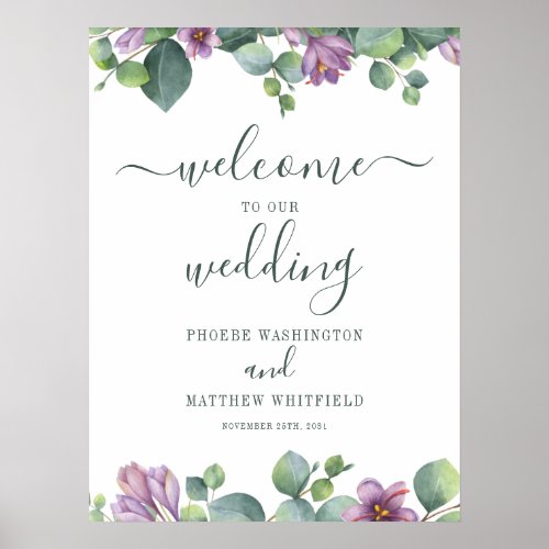 Eucalyptus Floral Modern Welcome Wedding Sign