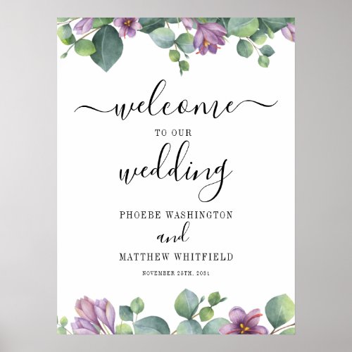 Eucalyptus Floral Modern Welcome Wedding Sign