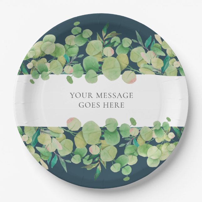 Eucalyptus Floral Paper Plates (Front)