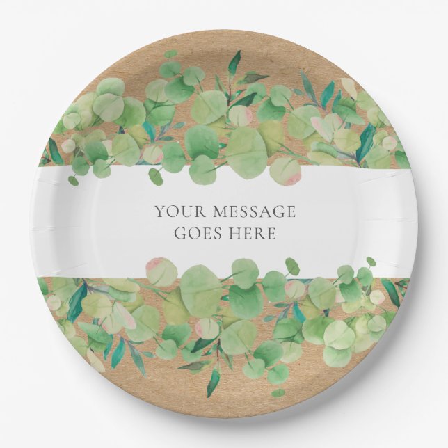 Eucalyptus Floral Paper Plates (Front)