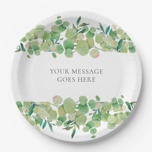 Eucalyptus Floral Paper Plates (Front)