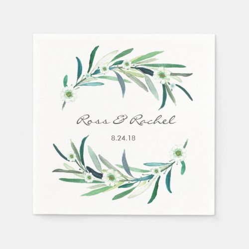 Eucalyptus Floral Personalized Wedding Napkin