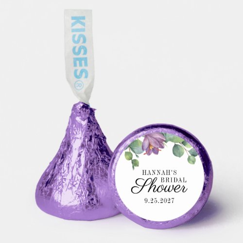 Eucalyptus Floral Purple Green Bridal Shower Hersheys Kisses