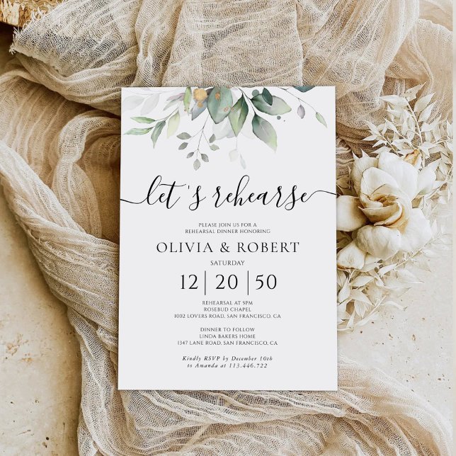 Eucalyptus Floral Rehearsal Dinner Invitation (Creator Uploaded)