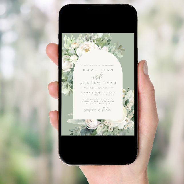 Eucalyptus Floral Sage Green Wedding Invitation (Front Digital)