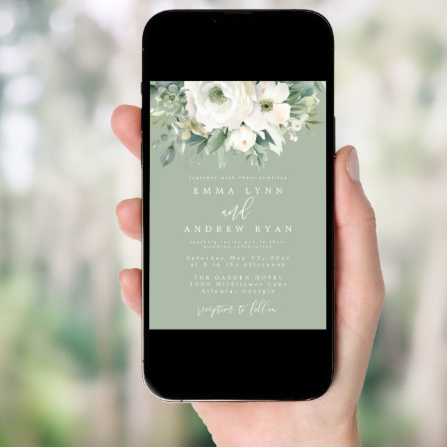 Eucalyptus Floral Sage Green Wedding Invitation (Front Digital)