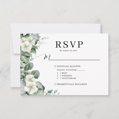 Eucalyptus Floral Sage Greenery Wedding Meal RSVP Card