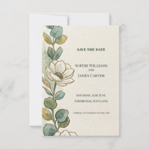 Eucalyptus Floral Save The Date Card