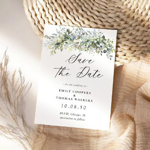 Eucalyptus Floral Save The Date Card