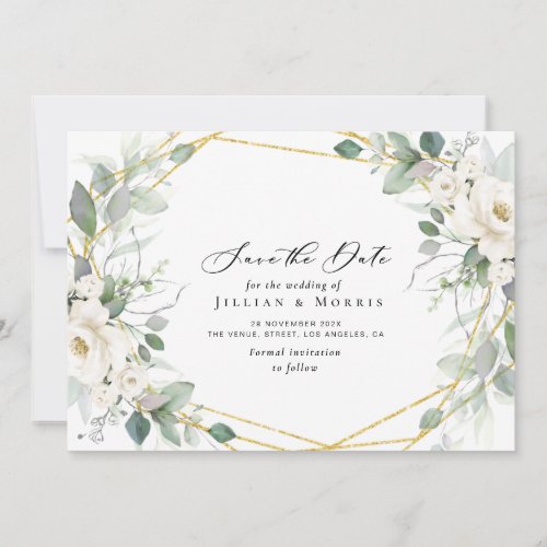 eucalyptus floral save the date invitation