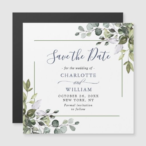 Eucalyptus  Floral  Save the Date Magnetic Card