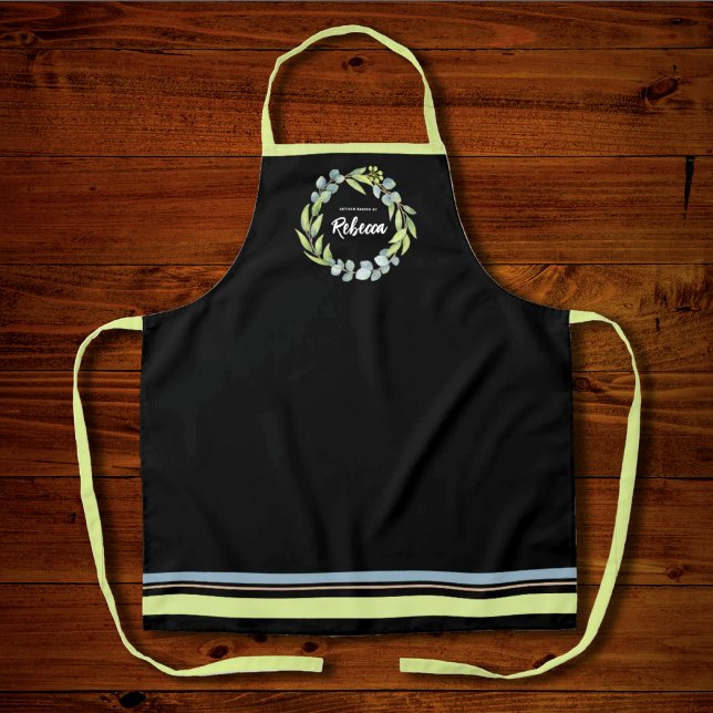 Eucalyptus Floral Script Personalized Apron (Creator Uploaded)
