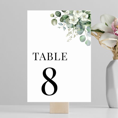Eucalyptus Floral Summer Greenery Table 8 Wedding Table Number