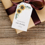 Eucalyptus Floral Sunflower 60th Birthday Party Gift Tags<br><div class="desc">Eucalyptus Sunflower Floral Script 60th Birthday gift tag that you can easily customize with your party details by clicking the "Personalize" button. Featuring bright yellow floral and greenery and modern script typography</div>