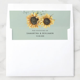 Eucalyptus Floral Sunflower Wedding Envelope Liner