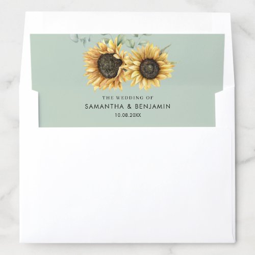 Eucalyptus Floral Sunflower Wedding Envelope Liner