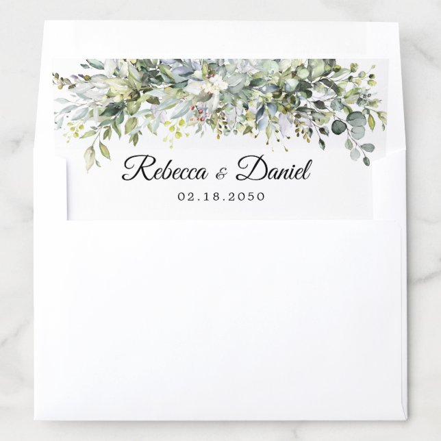 Eucalyptus Floral Wedding Ceremony Envelope Liner (In Envelope)