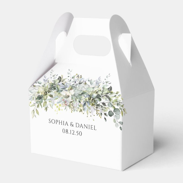 Eucalyptus Floral Wedding Ceremony Favor Box (Front Side)