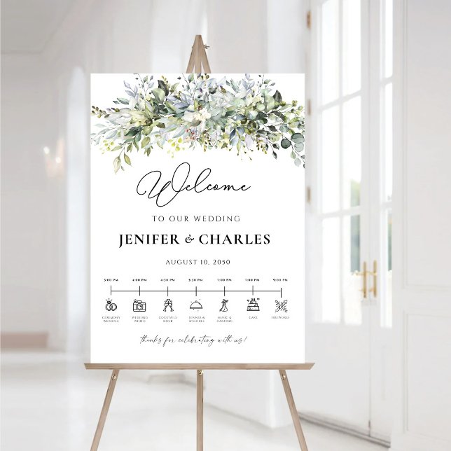 Eucalyptus Floral Wedding Ceremony Timeline Foam Board (Creator Uploaded)