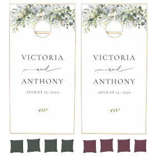 Eucalyptus Floral Wedding Cornhole Set