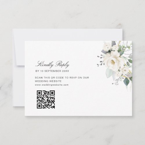 eucalyptus floral wedding QR code RSVP card