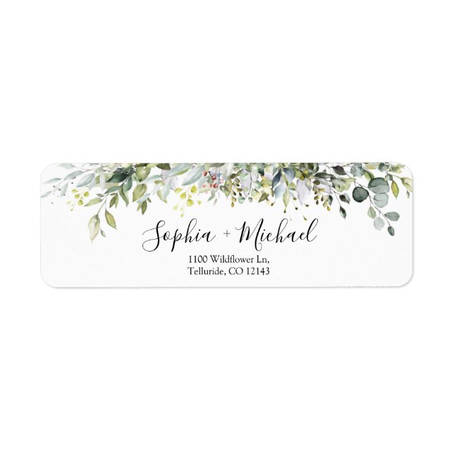 Eucalyptus Floral Wedding Return Address label (Front)