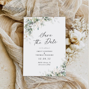 Eucalyptus Floral Wedding Save The Date Cards