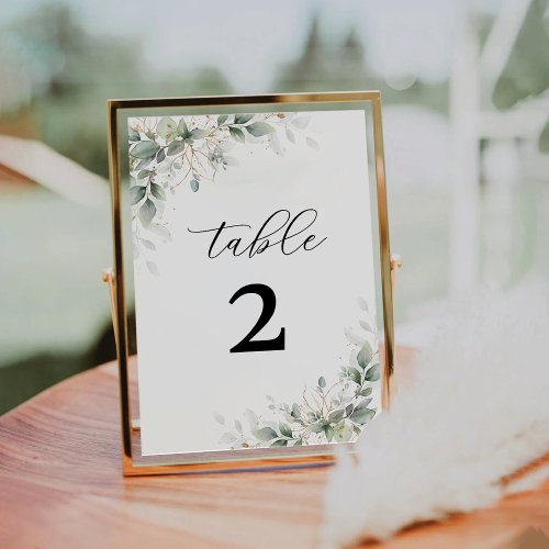 Eucalyptus Floral Wedding Table Numbers