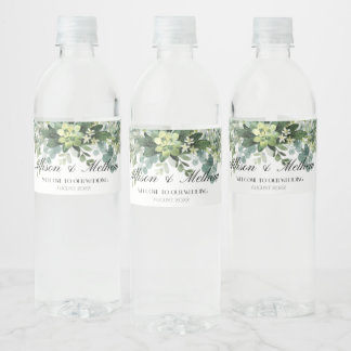 Eucalyptus Floral Wedding Water Bottle Label