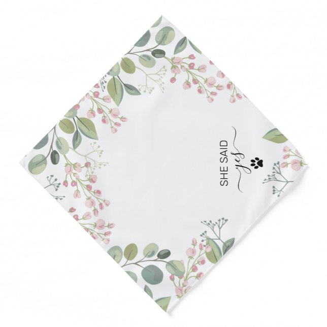 Eucalyptus Flowers And Paws Bandana (Front)