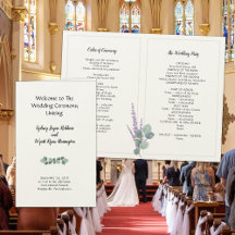 Eucalyptus Folded Wedding Program Felt Paper