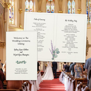 Eucalyptus Folded Wedding Program Felt Paper by BlueHyd at Zazzle